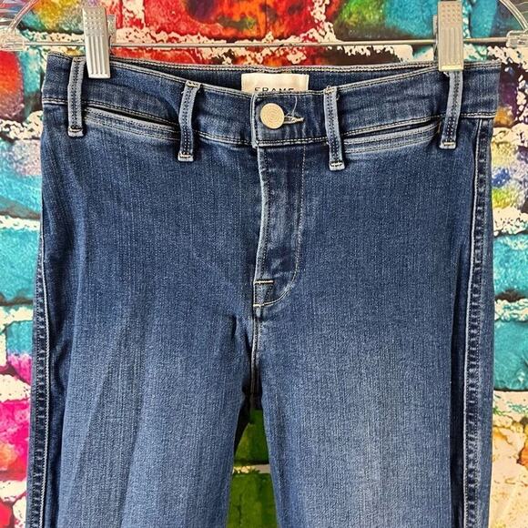 Frame Le High Flare Twisted Denim Jeans Size 26 LHFTSCF230 25 x 29 - Picture 3 of 7